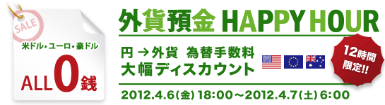 外貨預金 HAPPY HOUR（円→外貨 為替手数料 大幅ディスカウント）