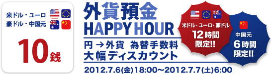 外貨預金 HAPPY HOUR（円→外貨 為替手数料 大幅ディスカウント）