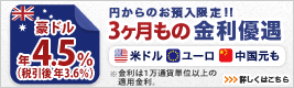 ＜円→外貨定期限定！＞3ヶ月もの外貨定期預金 金利アップキャンペーン 詳しくはこちら