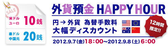 外貨預金 HAPPY HOUR（円→外貨 為替手数料 大幅ディスカウント）