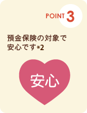 ポイント3：預金保険の対象で安心です