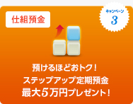 キャンペーン3 仕組預金 預けるほどおトク！ステップアップ定期預金 最大5万円プレゼント！