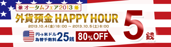 外貨預金 HAPPY HOUR（円→米ドル 為替手数料 大幅ディスカウント）