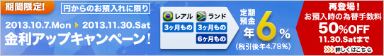 外貨定期預金 金利アップキャンペーン 詳しくはこちら