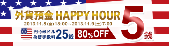 外貨預金 HAPPY HOUR（円→米ドル 為替手数料 大幅ディスカウント）