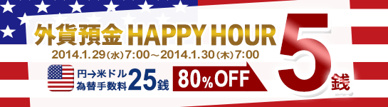 外貨預金 HAPPY HOUR（円→米ドル 為替手数料 大幅ディスカウント）