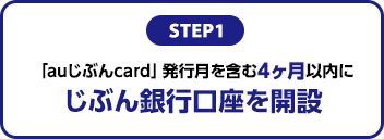 STEP1：「auじぶんcard」発行月を含む4ヶ月以内にじぶん銀行口座を開設