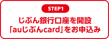 STEP1：じぶん銀行口座を開設、「auじぶんcard」をお申込み