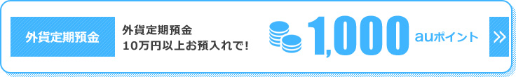 外貨定期預金 外貨定期預金10万円以上のお預入れで！1,000auポイント