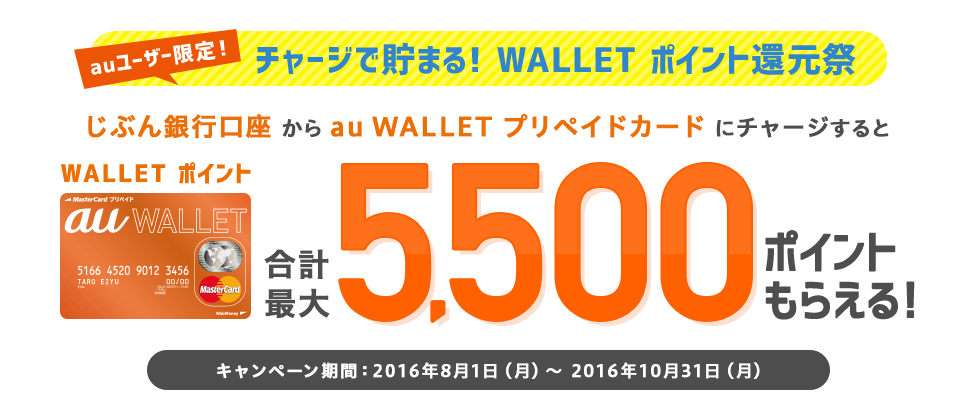 auユーザー限定！チャージで貯まる! WALLET ポイント還元祭