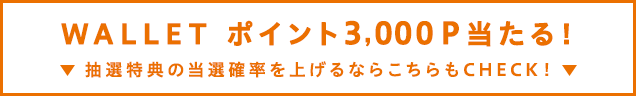 WALLET ポイント3,000P当たる！ ▼抽選特典の当選確率を上げるならこちらもCHECK！▼