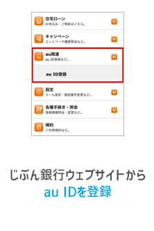 じぶん銀行ウェブサイトからauIDを登録