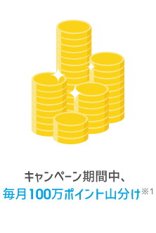 キャンペーン期間中、毎月100万ポイント山分け