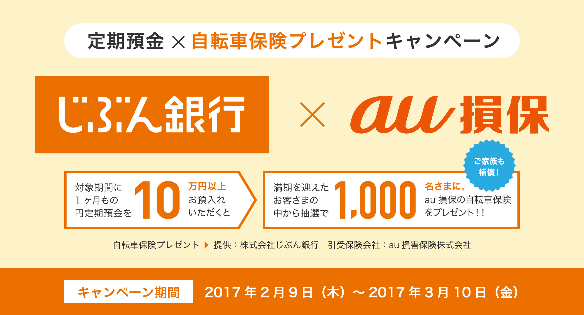 定期預金×自転車保険プレゼントキャンペーン じぶん銀行×au損保