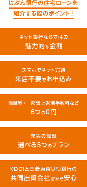 じぶん銀行の住宅ローンを紹介する際のポイント