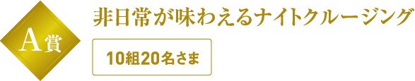 A賞 非日常が味わえるナイトクルージング 10組20名さま