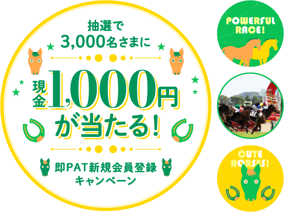 抽選で3,000名さまに現金1,000円が当たる！即PAT新規会員登録キャンペーン