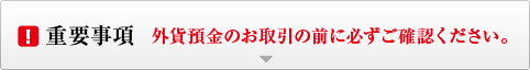 重要事項 外貨預金のお取引の前に必ずご確認ください。