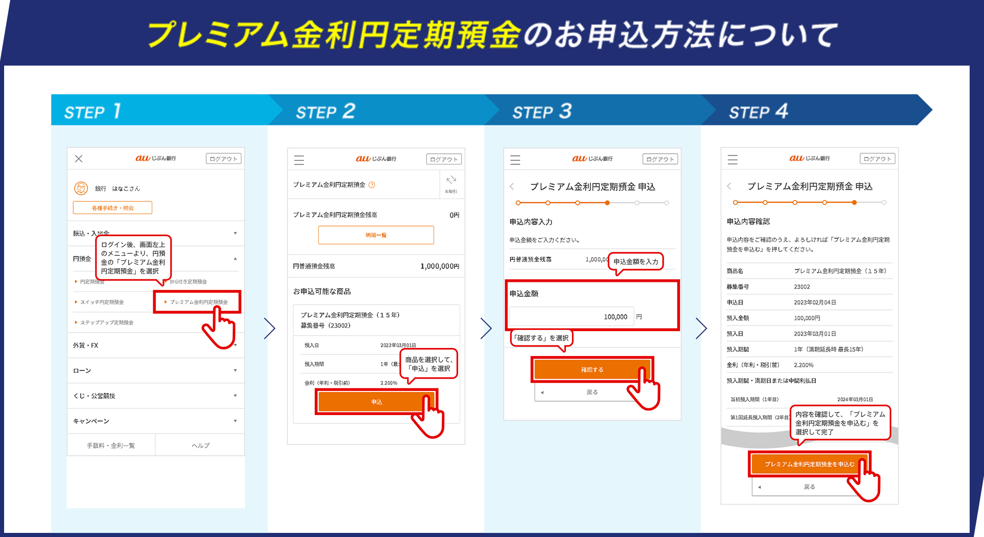 プレミアム金利円定期預金のお申込方法について