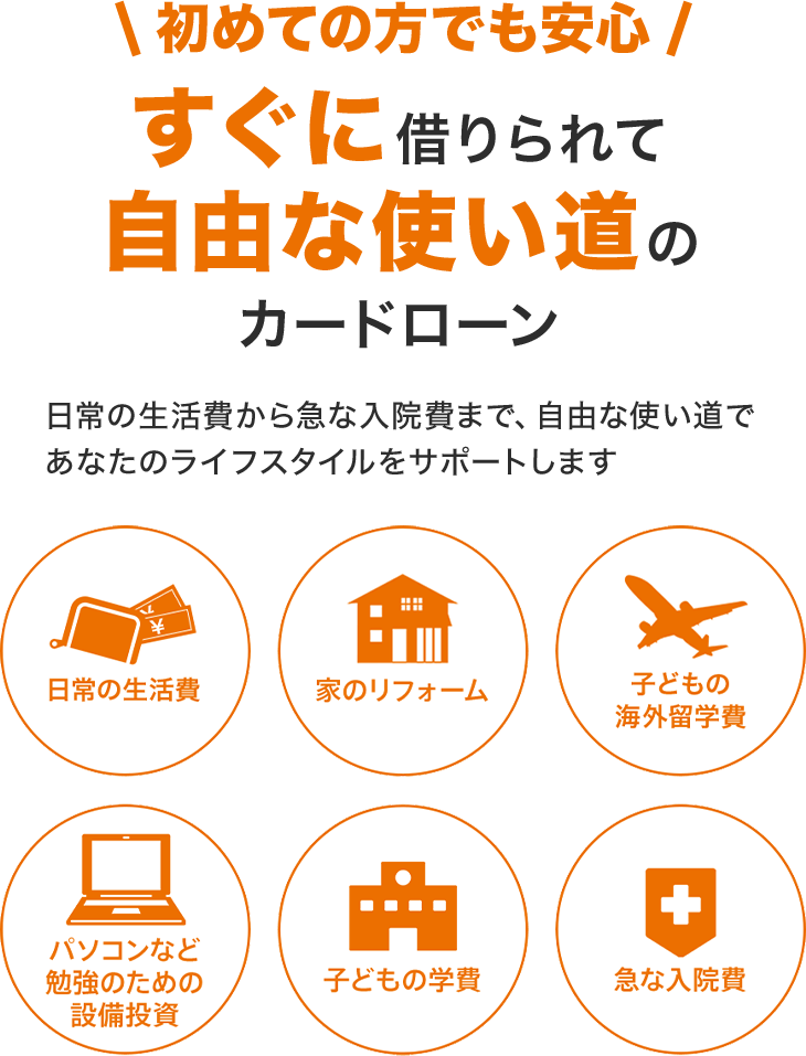 初めての方でも安心 すぐに借りられて自由な使い道のカードローン 日常の生活費から急な入院費まで、自由な使い道であなたのライフスタイルをサポートします