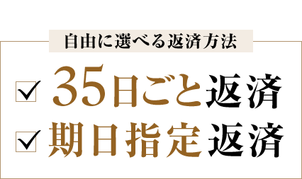 自由に選べる返済方法 35日ごと返済/期日指定返済