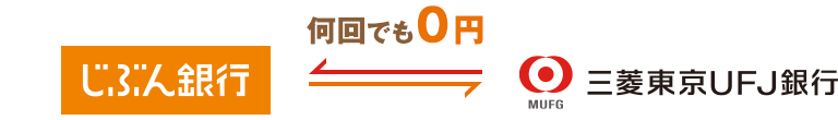 三菱東京ＵＦＪ銀行〜じぶん銀行間の振込手数料無料