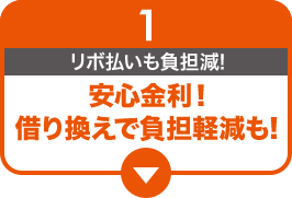 1 リボ払いも負担減！安心金利！借り換えで負担軽減も!