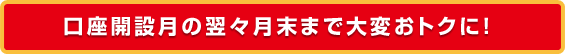 口座開設月の翌々月末まで大変おトクに！