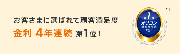 お客さまに選ばれて顧客満足度 金利4年連続 第1位!