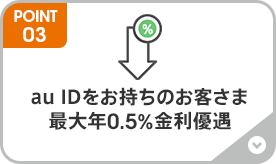 au IDをお持ちのお客さま 最大年0.5%金利優遇