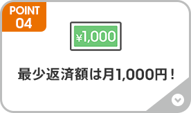最少返済額は月1,000円！