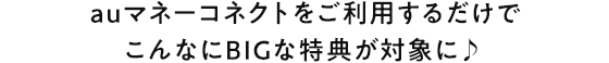 auマネーコネクトをご利用するだけでこんなにBIGな特典が対象に♪