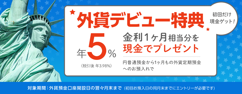 初回だけ現金ゲット！外貨デビュー特典