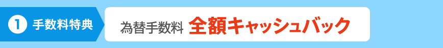 【1】手数料特典：為替手数料　全額キャッシュバック