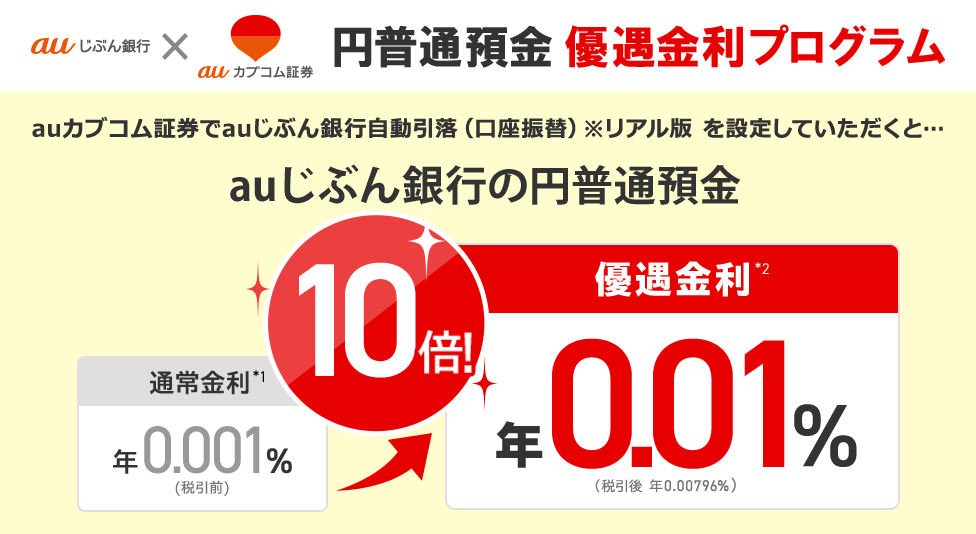 [auカブコム証券　×　auじぶん銀行] 円普通預金 優遇金利プログラム