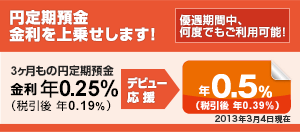 【応援1：円定期預金デビュー！】円定期預金　金利を上乗せします！＜優遇期間中、何度でもご利用可能！＞