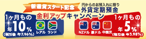 ＜新通貨スタート記念＞円からの預入限定 1か月もの 外貨定期預金 金利アップキャンペーン