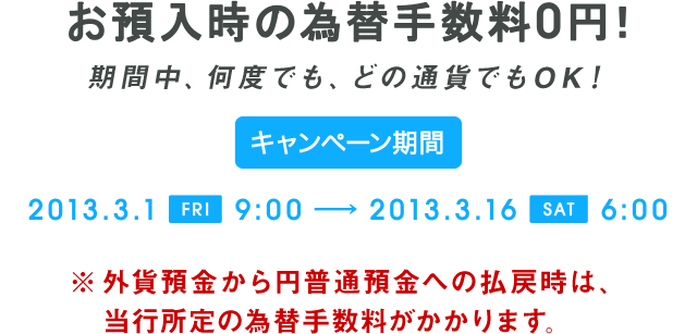 お預入時の振替手数料0円！
