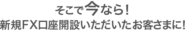 そこで今なら！新規口座開設いただいたお客さまに！
