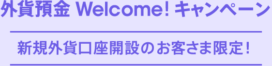 外貨預金Welcome!キャンペーン 新規外貨口座開設のお客さま限定!
