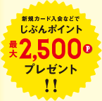 新規カード入金などで じぶんポイント 最大2,500Pプレゼント!!