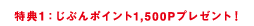 特典1：じぶんポイント1,500Pプレゼント!