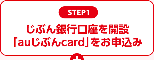 STEP1：じぶん銀行口座を開設、「auじぶんcard」をお申込み