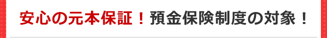 安心の元本保証！預金保険制度の対象！