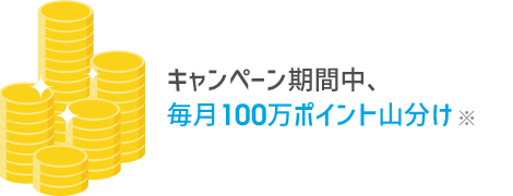 キャンペーン期間中、毎月100万ポイント山分け