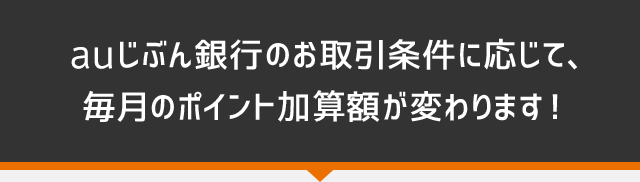 auじぶん銀行のお取引条件に応じて、毎月のポイント加算額が変わります！