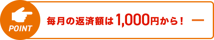 毎月の返済額は1,000円から！