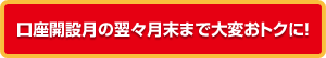 口座開設の翌々月まで大変おトクに！